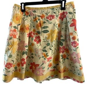 L.L. Bean Yellow Floral Skirt